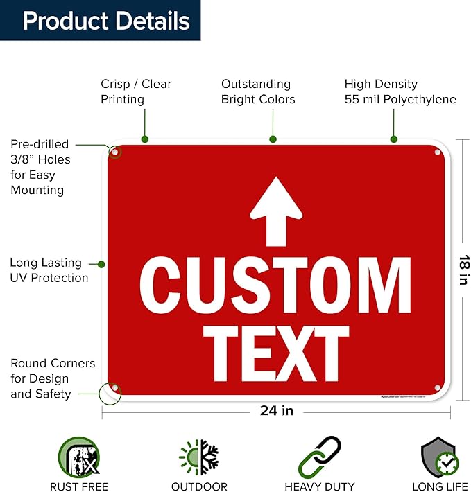 Custom Arrow, Custom Directional Sign, Up Arrow, 18x24 Inches, 55 mil thick - Image 6