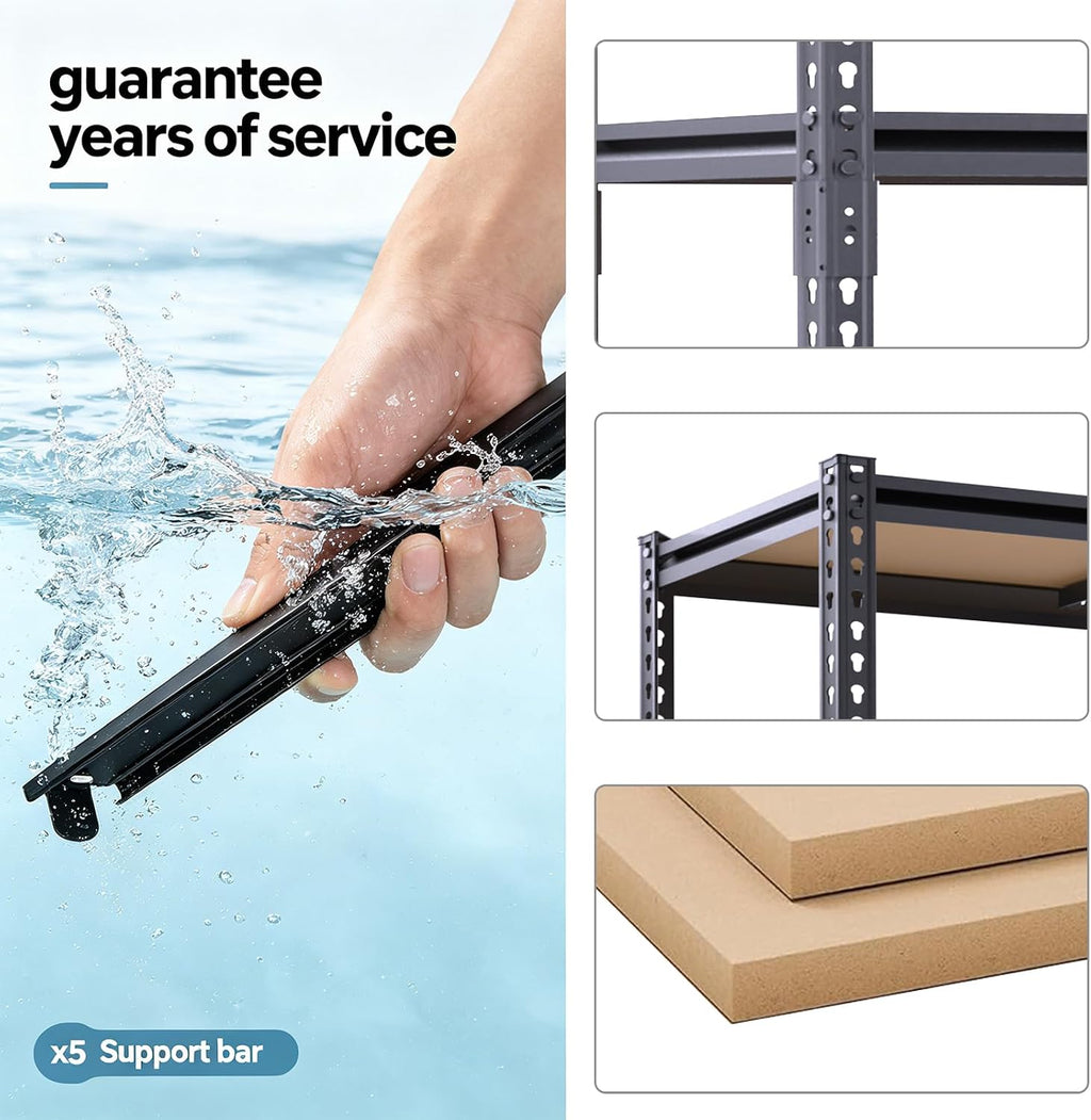 72" h heavy duty garage shelving, 2400lbs capacity on a desk or shelf