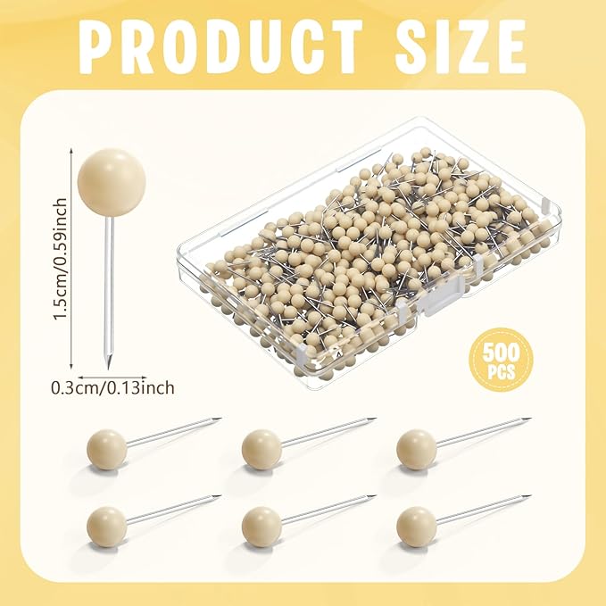 WILLBOND 500 Pack Map Push Pins Map Tacks Small Round Head Push Pins Thumb Tacks - Image 2