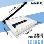 12" Guillotine Paper Cutter,Paper Cutter for Cardstock Heavy Duty 12 inch,Cut Cleanly and Quickly,12" Cut Length,10 Sheet Capacity.Paper Trimmer for Classroom,Cardstock, Art Projects,and Office Use A4