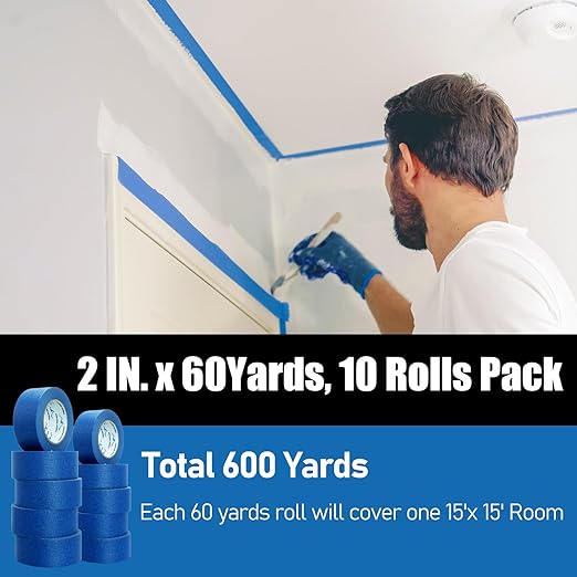 10 Rolls Painters Tape 2 inch Wide, General Purpose Blue Painters Tape - Image 4