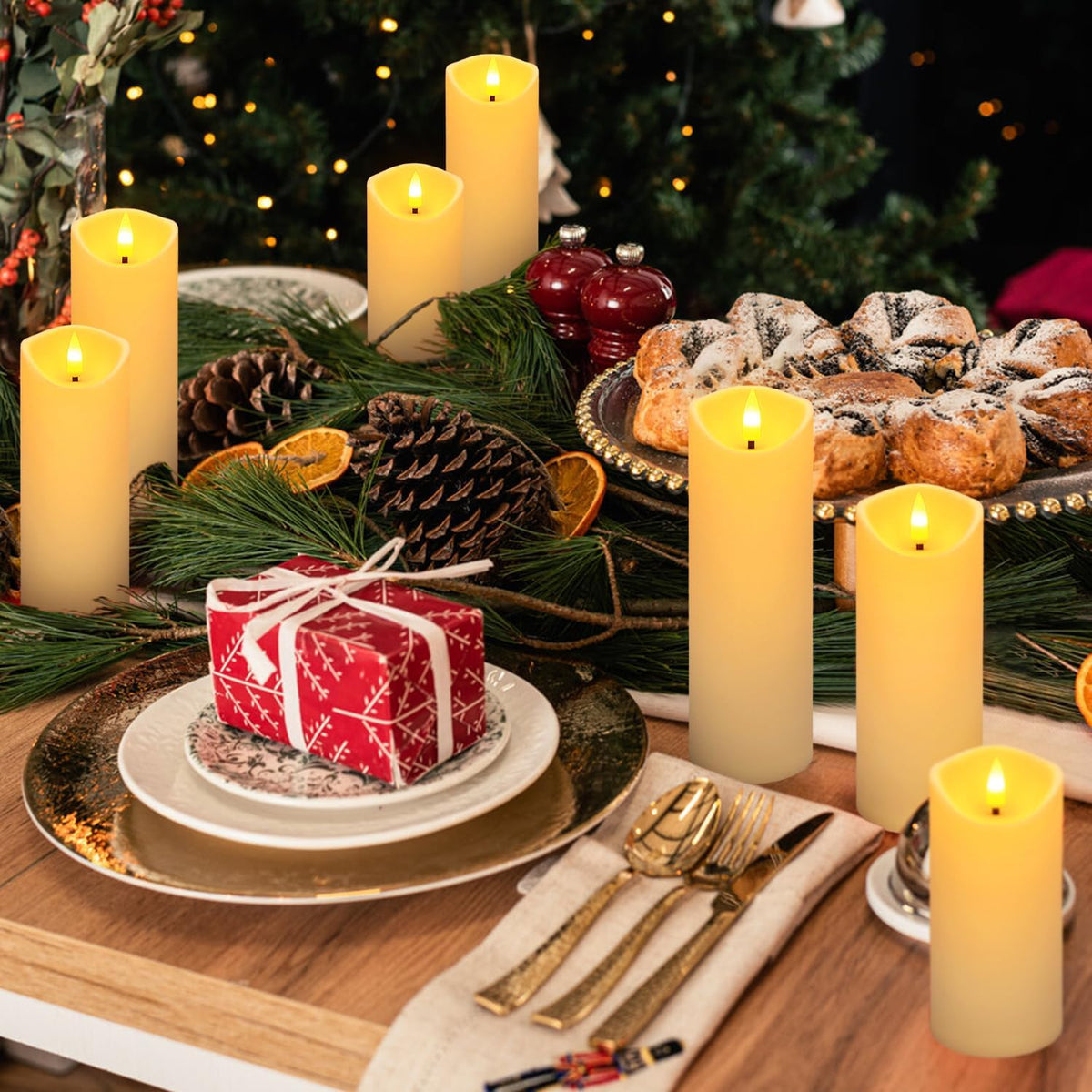 YOROXRG 24 Pack Christmas Decoration Flickering Flameless Candles, Battery Op...