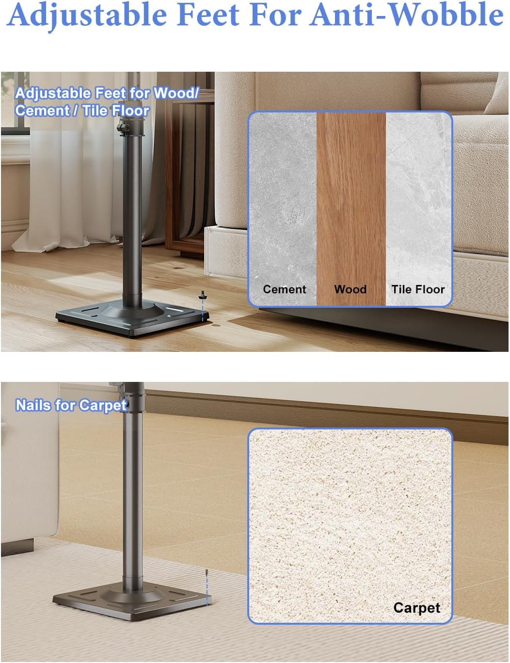 suptek Universal Speaker Stands Pair for Surround Sound - Floor Speaker Stand...