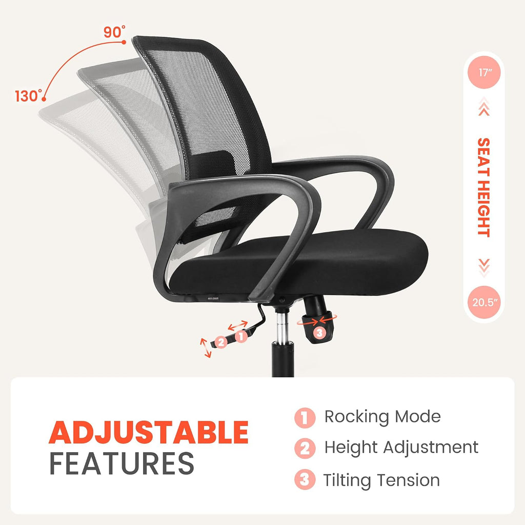 neo chair home office desk chair ergonomic mesh showing dimensions