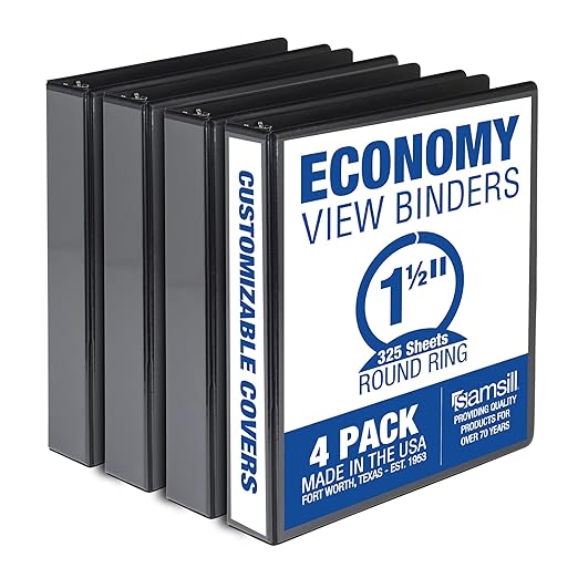 Samsill 1.5 Inch 3 Ring Binders, Made in USA, Economy Round Ring, 325 Sheet by Samsill