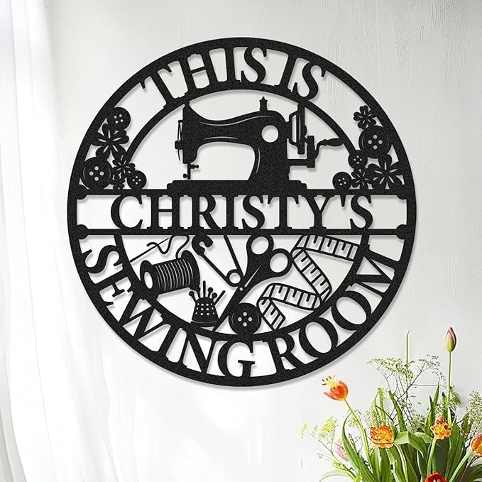 Personalized Metal Sewing Sign Wall Art Custom Sewing Room Name Signs Mother's by Unknown