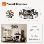 addlon 24" caged ceiling fans with lights and shown in use