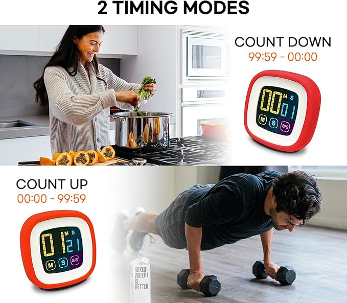 CREAVIVA Digital Kitchen Timer, Protective Rubber case, Large Display - Image 7