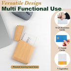 Yookin Wood Business Card Holder Wooden Magnetic Business Card Case Portable - Image 4