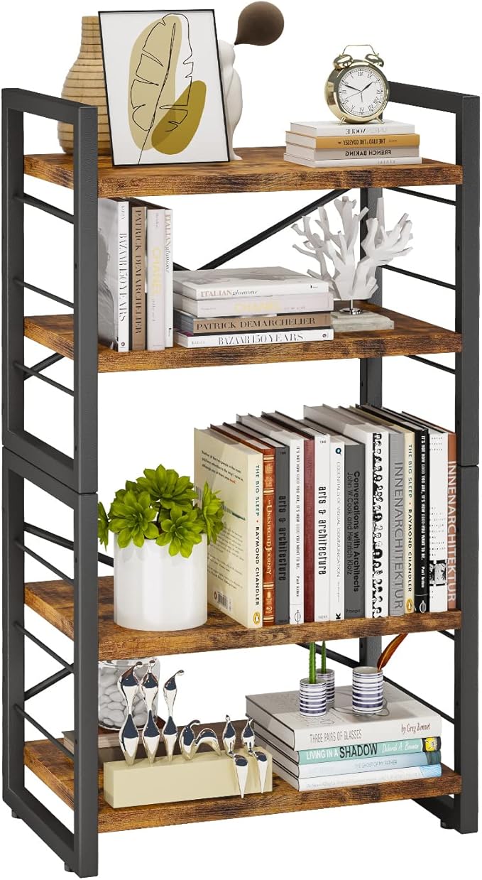 Homeiju Bookshelf, Dorm Desk Hutch, Desk Shelf Organizer, 4 Tier Stackable - Image 9