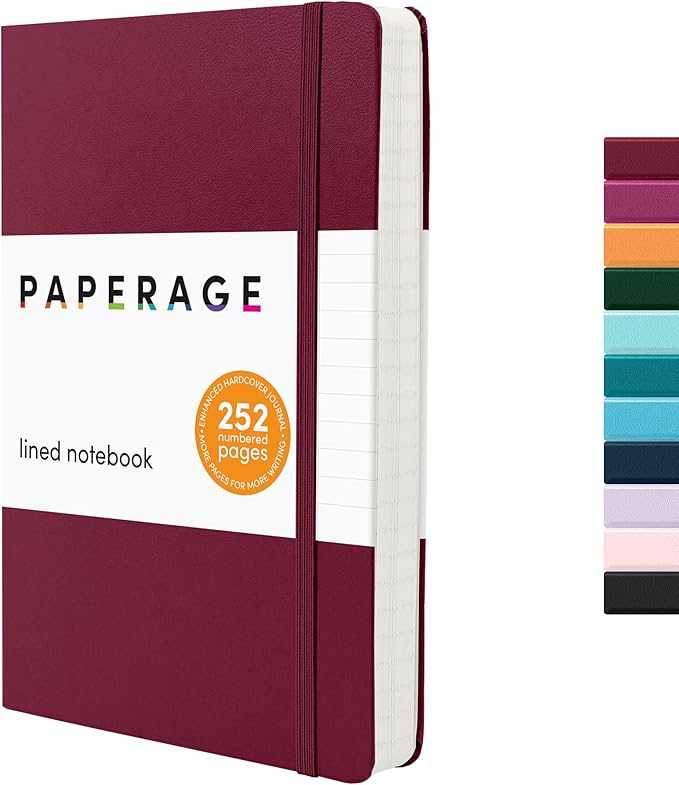 PAPERAGE Lined Journal Notebook, 252 Pages, Medium 5.6 in x 8 in by PAPERAGE