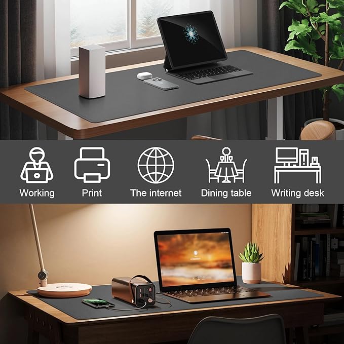 DAWNTREES Desk Mat Protector, PU Leather Desk Pad, Non Slip, Large Mouse Pad - Image 3