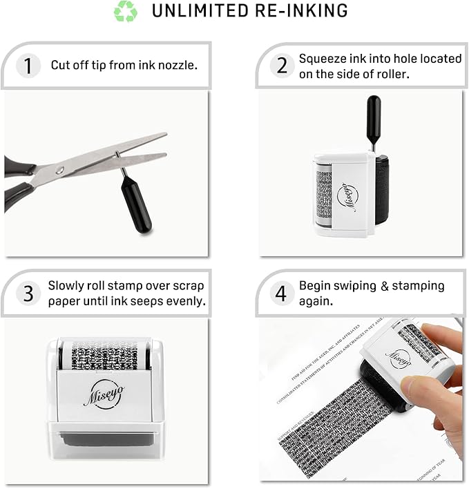 Miseyo Wide Identity Theft Protection Roller Stamp Set - Image 3