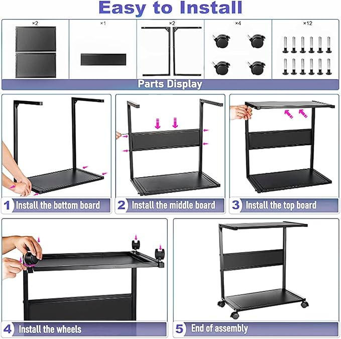 Bfttlity PC Stand Computer Tower Stand 2-Tier Metal CPU Holder - Image 7