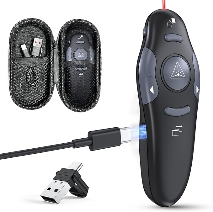 Presentation Clicker with Case Storage: PowerPoint Wireless Presenter Remote by CLIKBUTM%C2%AE