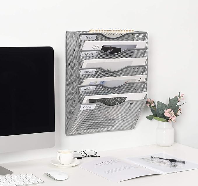 EasyPAG Hanging Wall File Organizer, 5 Pocket Wall Mounted Mail Organizer - Image 7