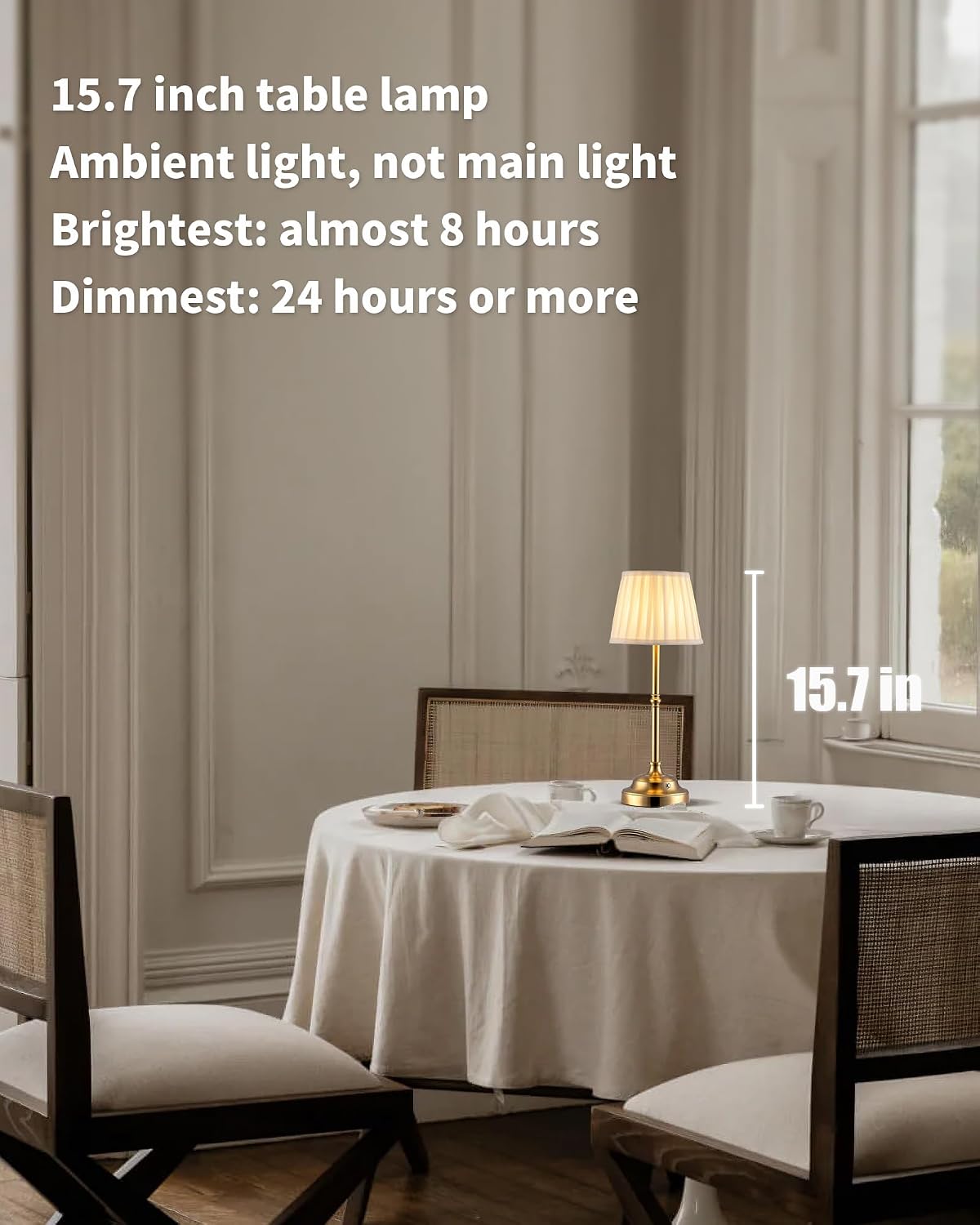 kdg gold cordless portable led table lamp, beige shown in use