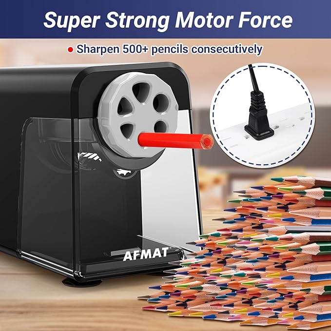 AFMAT Electric Pencil Sharpener Heavy Duty, 6 Holes, Auto Stop Pencil Sharpeners - Image 5