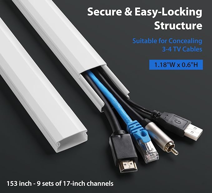 153in Wall Cable Hider, Cord Hider to Hide 3-4 Cords, TV Wire Hider - Image 2
