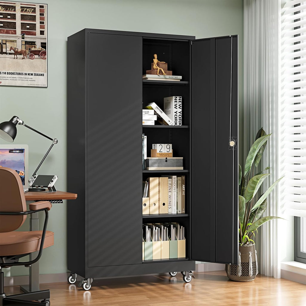 letaya metal garage storage cabinets with wheels,steel tool shown in use