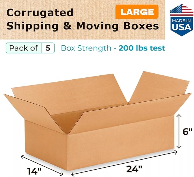 Large Shipping & Moving Boxes 24 x 14 x 6 inches - Image 2