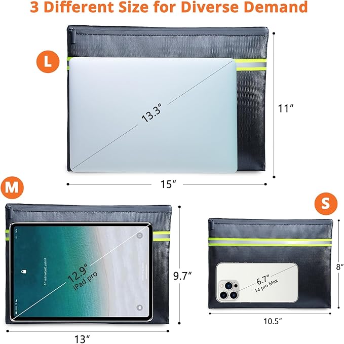 Fireproof Document Bag – 3 Pack Fireproof & Water- proof Document Organizer | - Image 2