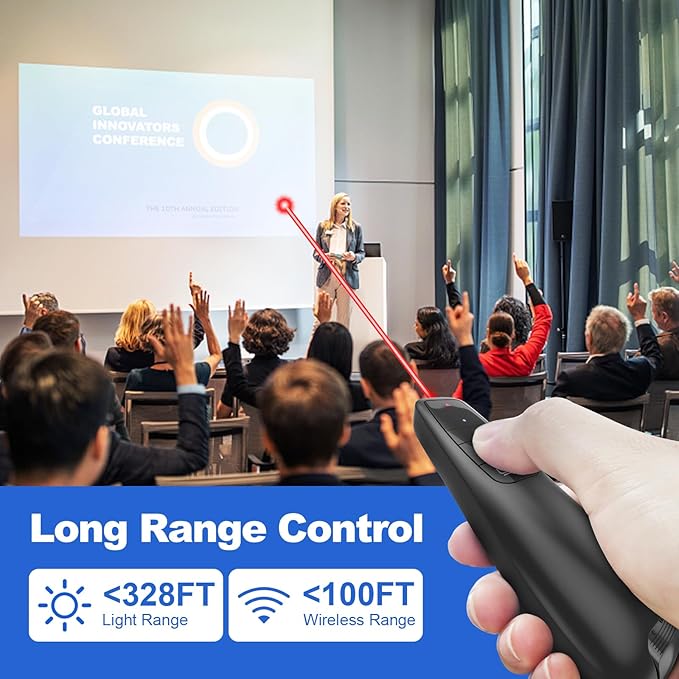 Presentation Clicker with Case Storage: Wireless Presenter Remote: Red Laser - Image 4