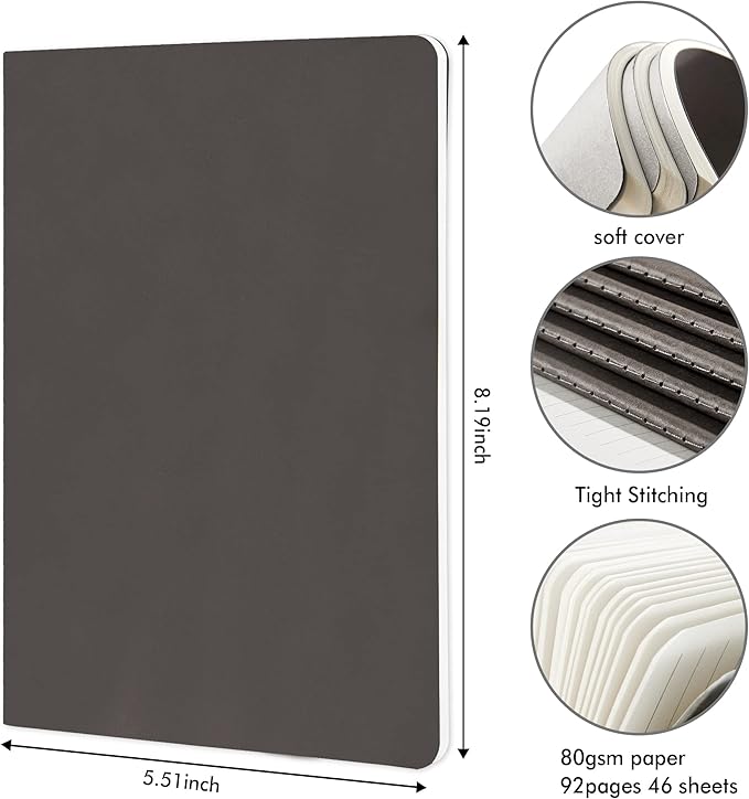 8 Pack Soft Cover Journal Bulk, Feela Notebooks College Ruled - Image 2