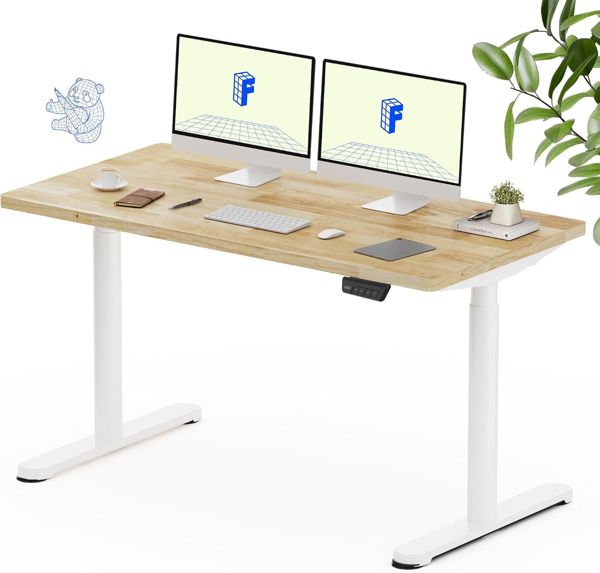 FLEXISPOT Solid Rubberwood Electric Standing Desk
