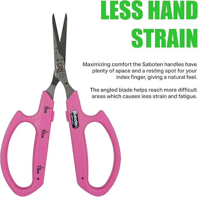 Saboten Stainless Steel Angled Blade Trimming Scissors Pink PT-13 160mm - Image 4