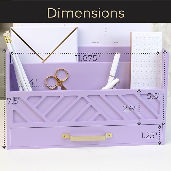 BLU MONACO Purple Mail Organizer Countertop | Wooden Desk Storage - Image 6