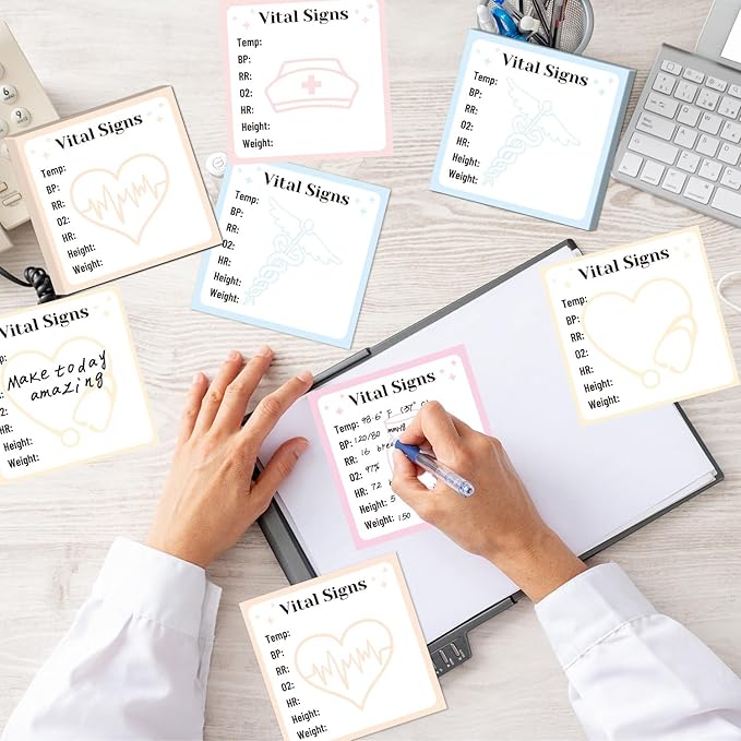 Lovarywow Vital Signs Sticky Notes Gifts, 9 Pack Vitals Notepad 3x3 Inch - Image 5
