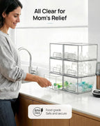 vtopmart 6 pack small clear stackable storage drawers showing dimensions