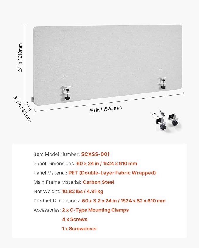VEVOR Desk Divider Privacy Panel, PET Cubicle Partition Panel, Workstation - Image 7