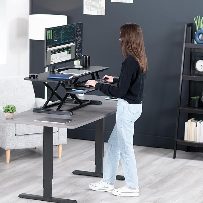 VIVO 48 inch Desk Converter, K Series, Height Adjustable Sit to Stand Riser - Image 9