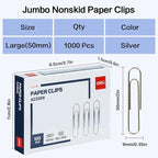 Deli Jumbo Paper Clips Nonskid, 1000 Large Paper Clips, 10 Boxes of 100 Each - Image 2