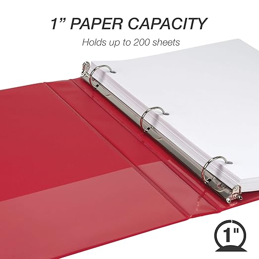 Samsill 1 Inch 3 Ring Binder, Made in USA, Economy Round Ring, 200 Sheet - Image 3
