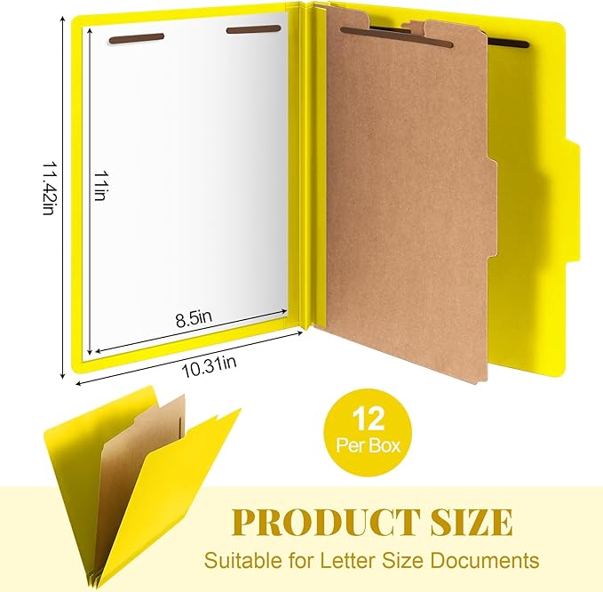 Skyygemm 12 Pcs Classification Folders Letter Size, 1 Divider Pressboard File - Image 2