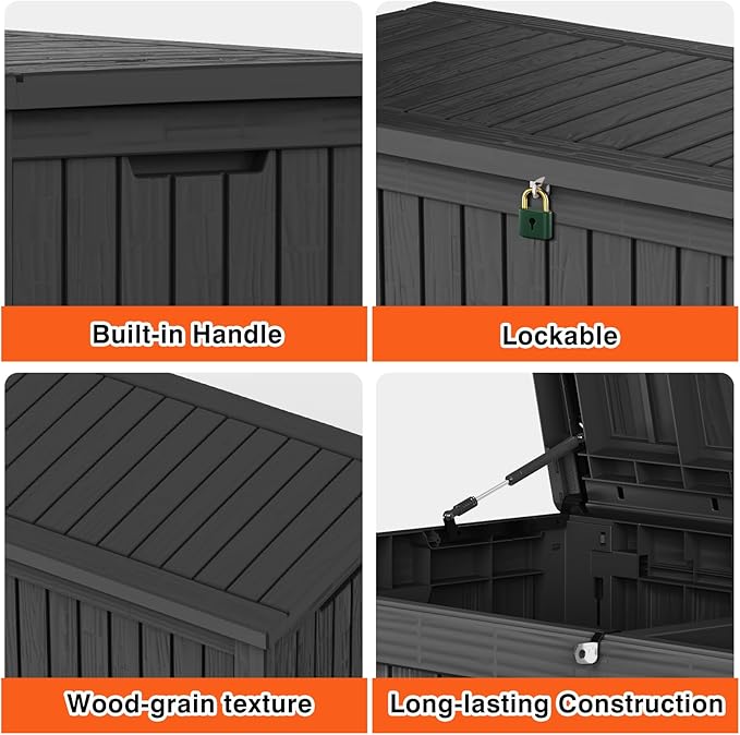 EasyUp 180 Gallon Deck Boxes Waterproof, Outdoor Large Storage Boxes - Image 5
