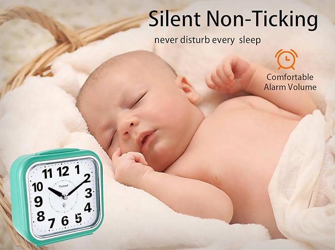 Tinload 5.5" Large No Ticking Analog Alarm Clock, Silent Readable - Image 3
