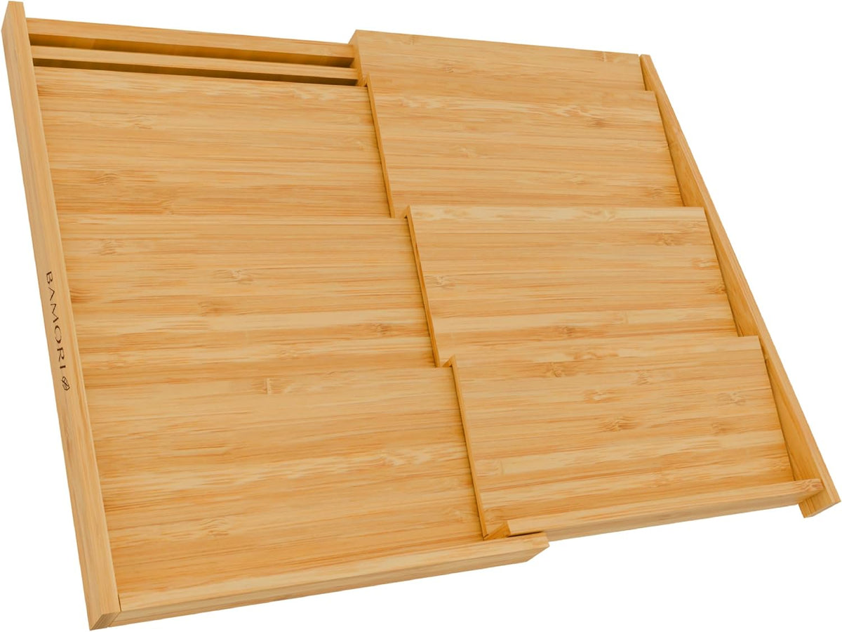 Bamboo Spice Drawer Organizer, Expandable 12 to 23 Inch Insert Holds 48 Jars,...