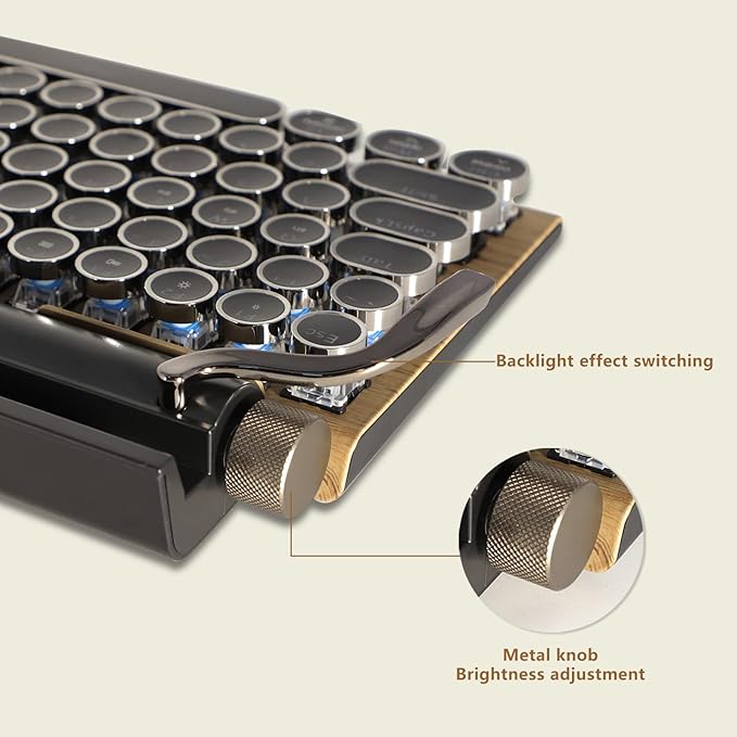Adventurers Typewriter-Style Retro Mechanical Keyboard LED Backlight 83 Keys - Image 2