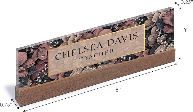 ARTBLOX | Office Personalized Name Plate Women Flower Design On Clear Acrylic - Image 3