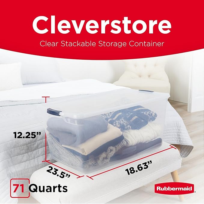 Rubbermaid Cleverstore 71 Qt Clear Storage Bins - Image 2