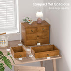 oak desk organizer with drawers, durable wooden desktop shown in use