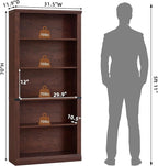 RWYHG 70" Walnut Tall Bookshelf Set of 2, 5-Tier Thick Wooden Book Shelf - Image 2