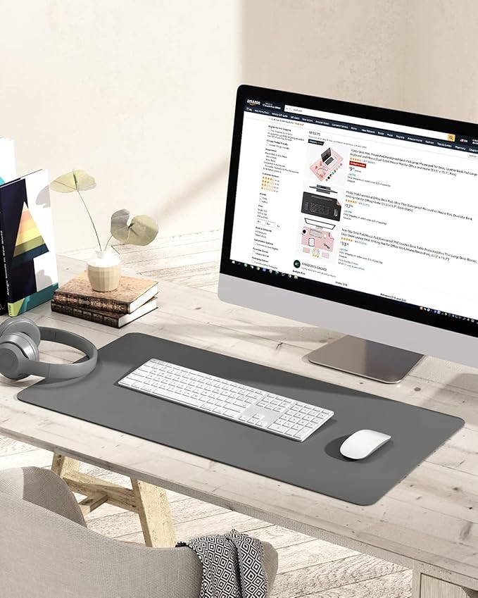 YSAGi Non-Slip Leather Desk Pad, Waterproof Laptop Computer Desk Keyboard Mat - Image 6