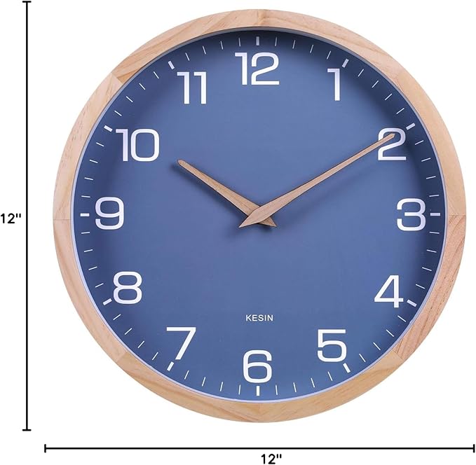 Kesin Wall Clock 12 Inch Silent Non Ticking Wood Wall Clocks Battery Operated - Image 8