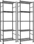 sakugi 2-pack 5-tier metal storage shelves, 18.4"x12.6"x57.4", black, main product view