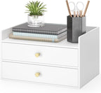 Bamboo Desk Organizer with Drawers Wooden Desktop Storage Drawers by Unknown